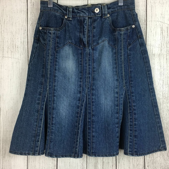 No Fuze Dresses & Skirts - No Fuze Women's Denim Blue Jean Midi Skirt Sz 7/8